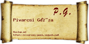 Pivarcsi Géza névjegykártya