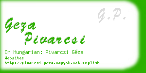 geza pivarcsi business card